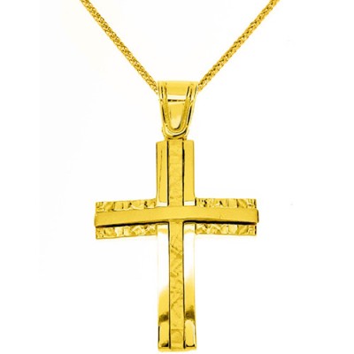 Χρυσός βαπτιστικός σταυρός Κ14 με αλυσίδα