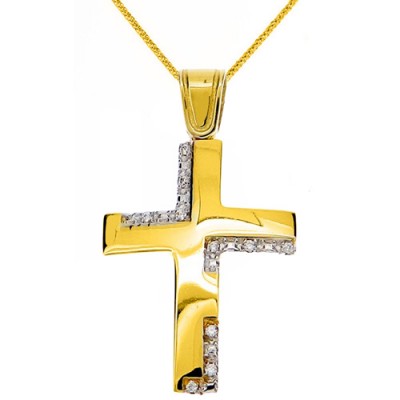 Χρυσός βαπτιστικός σταυρός Κ14 με αλυσίδα