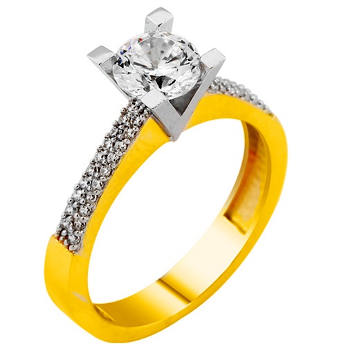 Χρυσό δαχτυλίδι μονόπετρο Κ9 με ζιργκόν