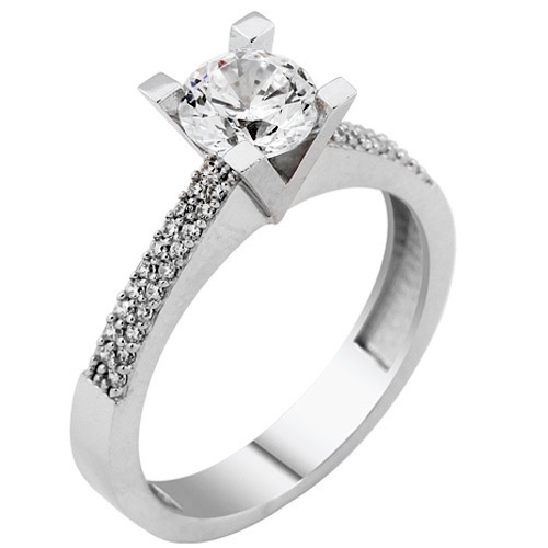 Λευκόχρυσο δαχτυλίδι μονόπετρο Κ9