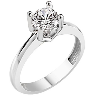 Λευκόχρυσο δαχτυλίδι μονόπετρο Κ9