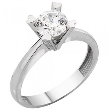 Λευκόχρυσο δαχτυλίδι μονόπετρο Κ9