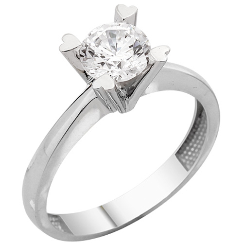 Λευκόχρυσο δαχτυλίδι μονόπετρο Κ9