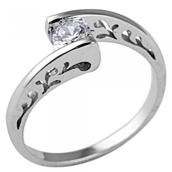Λευκόχρυσο δαχτυλίδι μονόπετρο Κ9