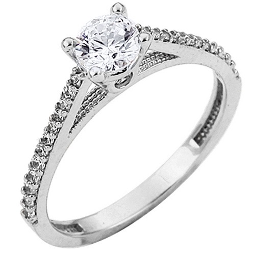 Λευκόχρυσο δαχτυλίδι μονόπετρο Κ9