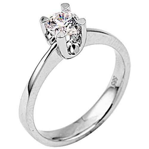 Λευκόχρυσο δαχτυλίδι μονόπετρο Κ9