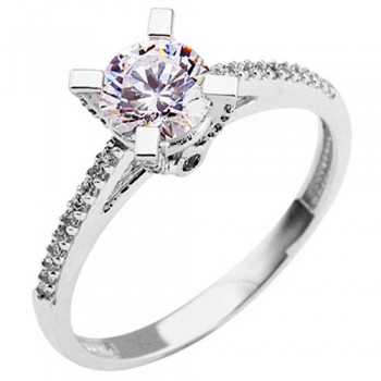 Λευκόχρυσο δαχτυλίδι μονόπετρο Κ9