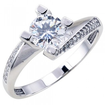 Λευκόχρυσο δαχτυλίδι μονόπετρο Κ9