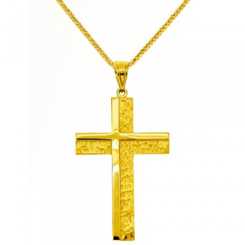 Χρυσός σταυρός Fashion K14 με αλυσίδα