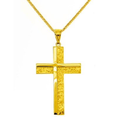 Χρυσός σταυρός Fashion K14 με αλυσίδα