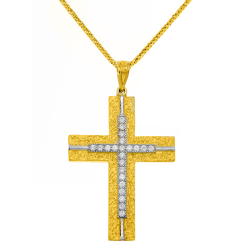 Χρυσός βαπτιστικός σταυρός Κ14 με αλυσίδα