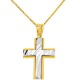 Μασίφ δίχρωμος σταυρός βάπτισης αρραβώνα Κ14 με αλυσίδα