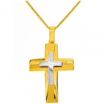 Χρυσός βαπτιστικός σταυρός Κ14 με αλυσίδα