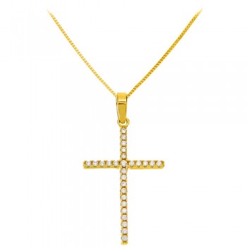 Χρυσός σταυρός Fashion K14 με αλυσίδα