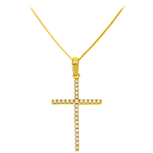 Χρυσός σταυρός Fashion K14 με αλυσίδα