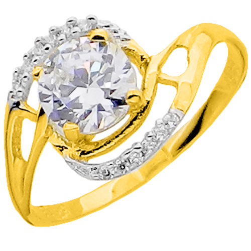 Χρυσό δαχτυλίδι μονόπετρο Κ14 με ζιργκόν