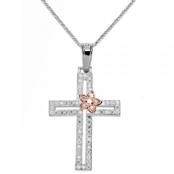 Λευκόχρυσος βαπτιστικός σταυρός Κ14 με αλυσίδα