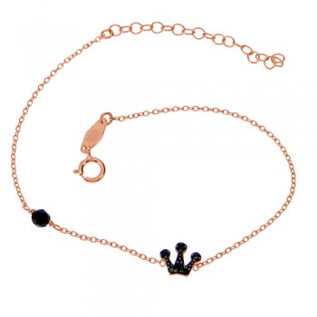 Βραχιόλι κορώνα από ροζ χρυσό Κ14