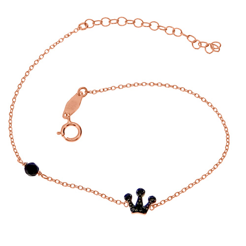 Βραχιόλι κορώνα από ροζ χρυσό Κ14