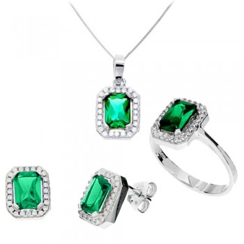 Mini set από λευκό χρυσό Κ14 με ζιργκόν