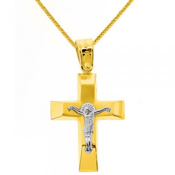 Χρυσός βαπτιστικός σταυρός Κ14 με αλυσίδα