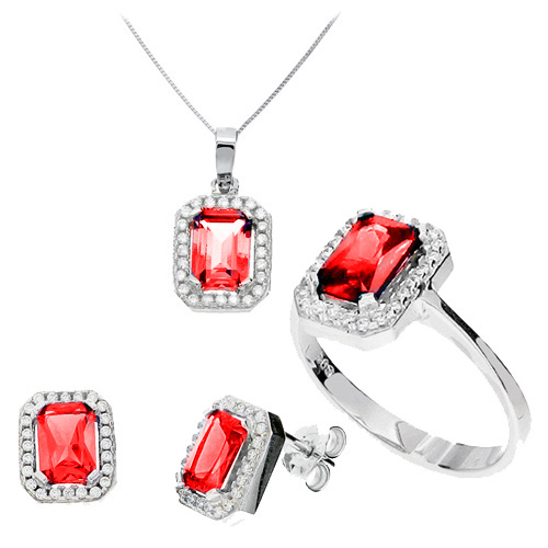 Mini set από λευκό χρυσό Κ14 με ζιργκόν