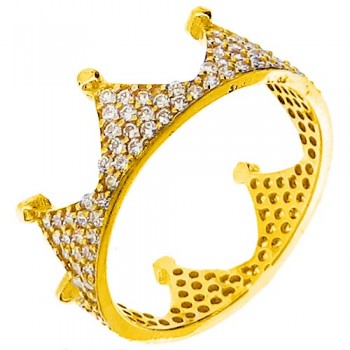 Χρυσό δαχτυλίδι κορώνα Κ14 με ζιργκόν