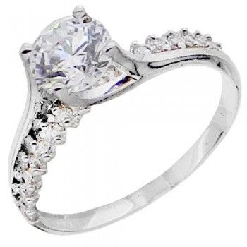 Λευκόχρυσο  δαχτυλίδι μονόπετρο Κ14 με ζιργκόν