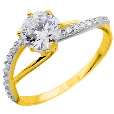 Χρυσό μονόπετρο δαχτυλίδι Κ14