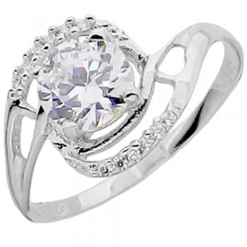 Λευκόχρυσο μονόπετρο δαχτυλίδι Κ14