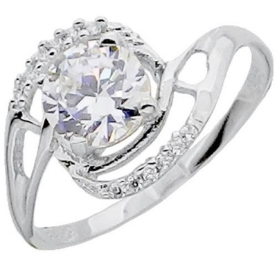 Λευκόχρυσο μονόπετρο δαχτυλίδι Κ14