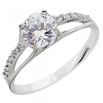 Λευκόχρυσο δαχτυλίδι μονόπετρο Κ14