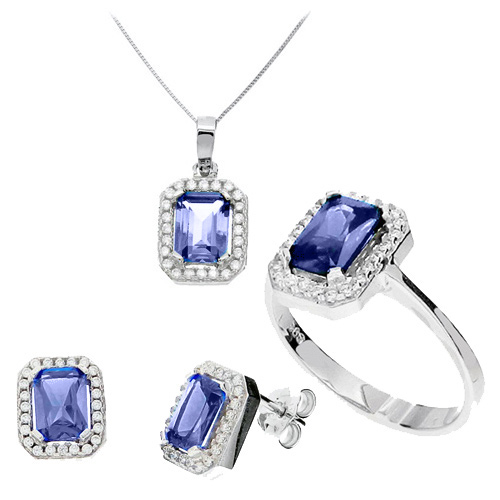 Mini set από λευκό χρυσό Κ14 με ζιργκόν