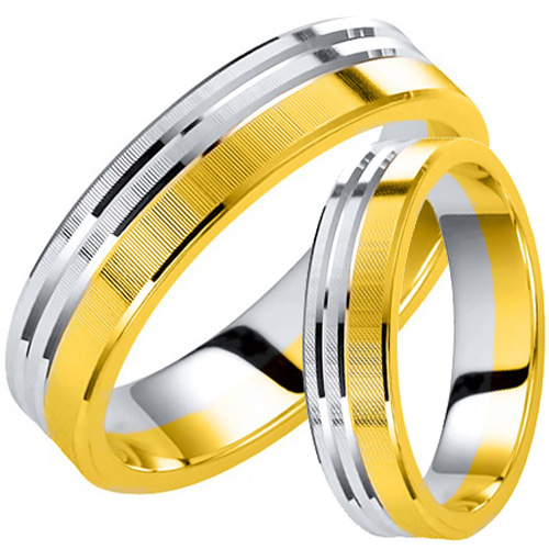 Σετ βέρες από κίτρινο και λευκό χρυσό Κ14