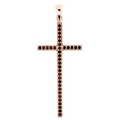 Σταυρός από ροζ χρυσό Κ14 με ζιργκόν