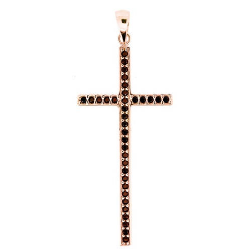 Σταυρός από ροζ χρυσό Κ14 με ζιργκόν