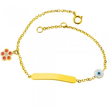 Χρυσό παιδικό βραχιόλι-ταυτότητα Κ9