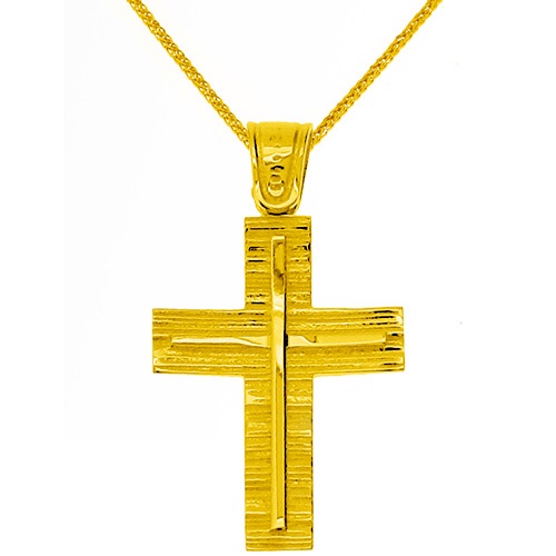 Χρυσός βαπτιστικός σταυρός Κ14 με αλυσίδα