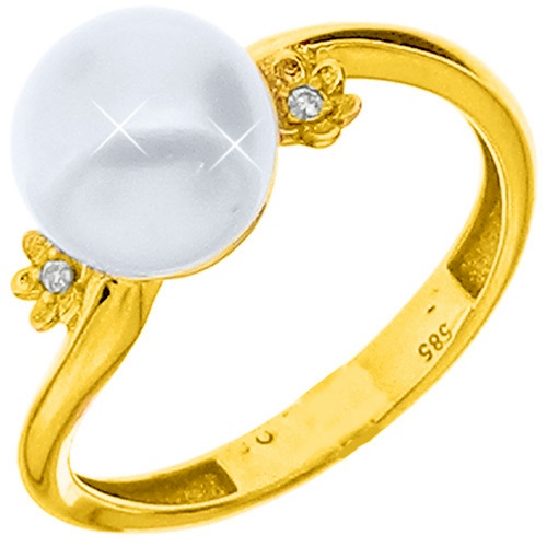 Χρυσό δαχτυλίδι Κ14 με μαργαριτάρι και ζιργκόν