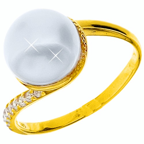 Χρυσό δαχτυλίδι Κ14 με μαργαριτάρι και ζιργκόν