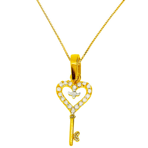 Χρυσό μενταγιόν Κ14 με αλυσίδα