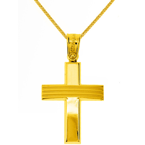 Χρυσός βαπτιστικός σταυρός Κ14 με αλυσίδα