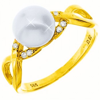 Χρυσό δαχτυλίδι Κ14 με μαργαριτάρι και ζιργκόν