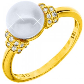 Χρυσό δαχτυλίδι Κ14 με μαργαριτάρι και ζιργκόν
