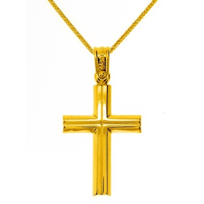 Χρυσός βαπτιστικός σταυρός Κ14 με αλυσίδα