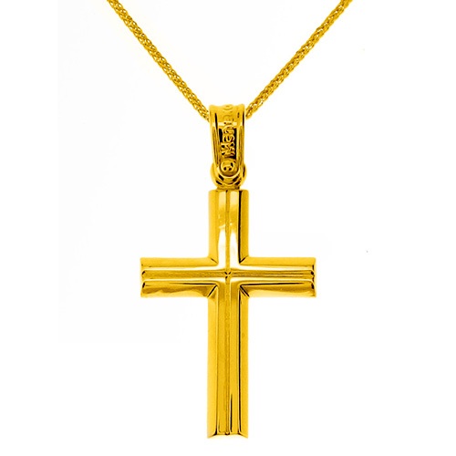 Χρυσός βαπτιστικός σταυρός Κ14 με αλυσίδα