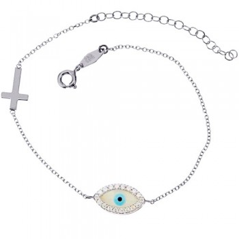 Λευκόχρυσο βραχιόλι Κ14 με ζιργκόν