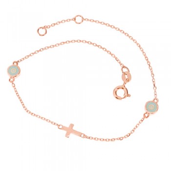 Βραχιόλι από ροζ χρυσό Κ14 με σμάλτο