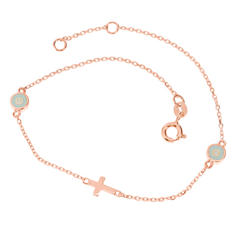 Βραχιόλι από ροζ χρυσό Κ14 με σμάλτο