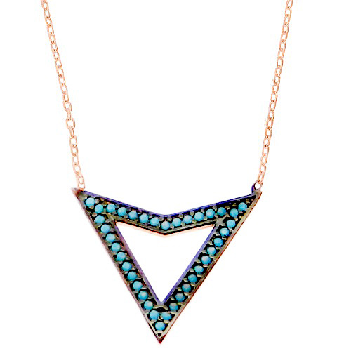 Ασημένιο κολιέ 925 σε ροζ χρώμα με τυρκουάζ